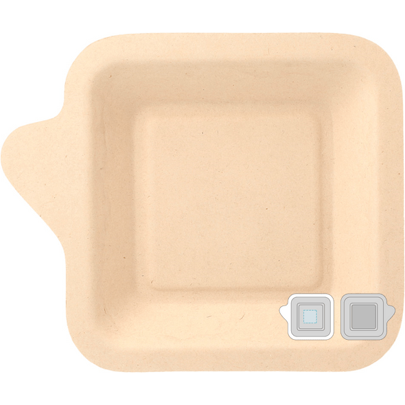 "Bionic" firkantede retter med Bagasse håndtag